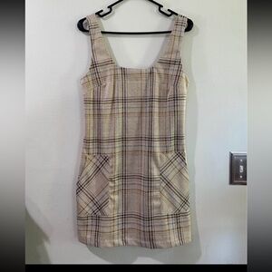 Altar'd State Plaid Mini Dress - Cream and Black Size Medium